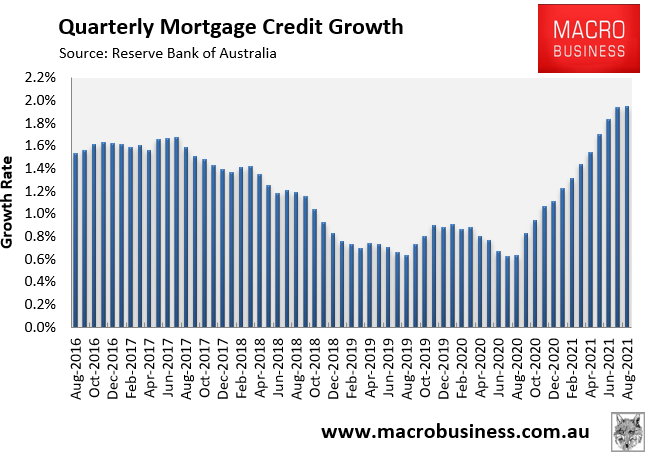 Quarterly mortgage growth