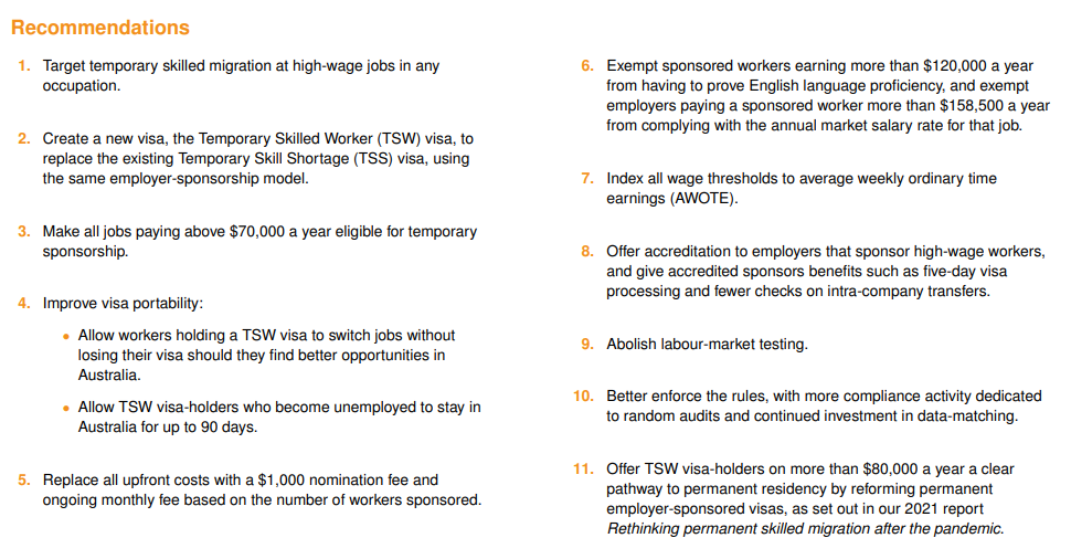 Grattan Institute recommendations