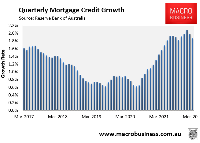 Australian quarterly mortgage growth