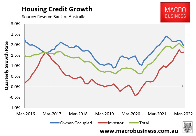 Quarterly mortgage growth by segment