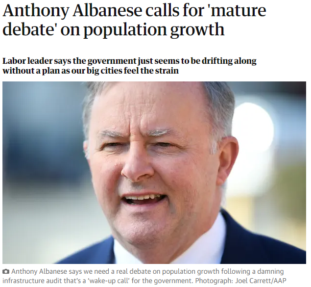 Anthony Albanese calls for &quot;mature&quot; debate on population