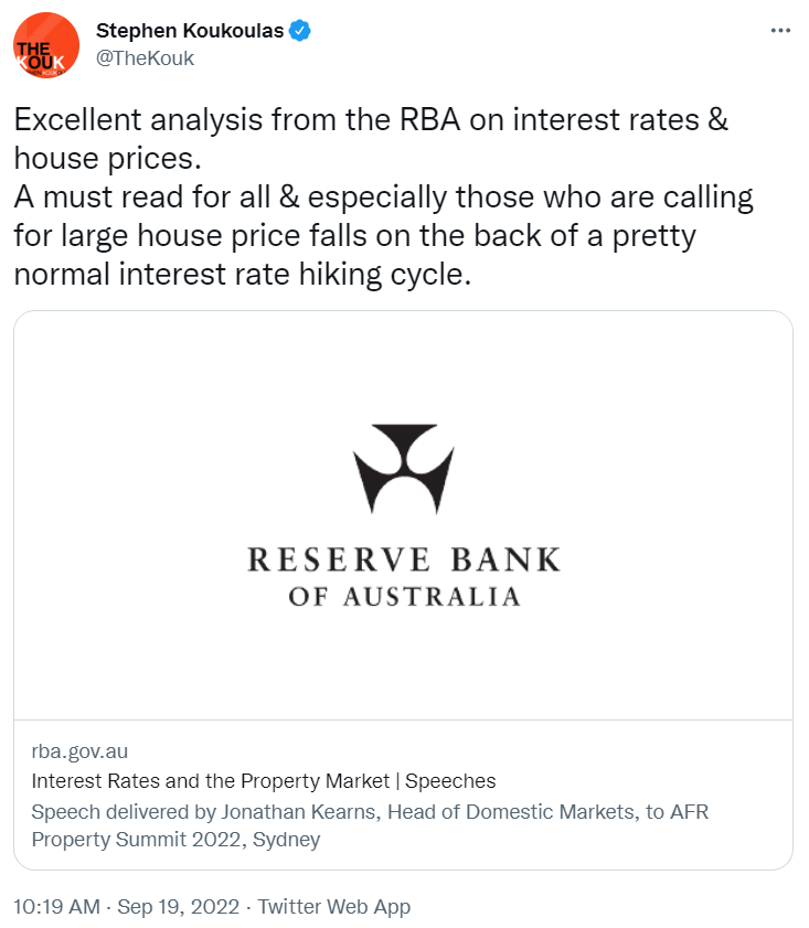 Kouk tweet on interest rates