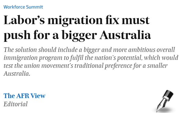 AFR wants Bigger Australia