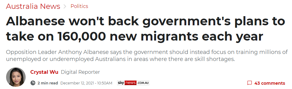 Albo on immigration